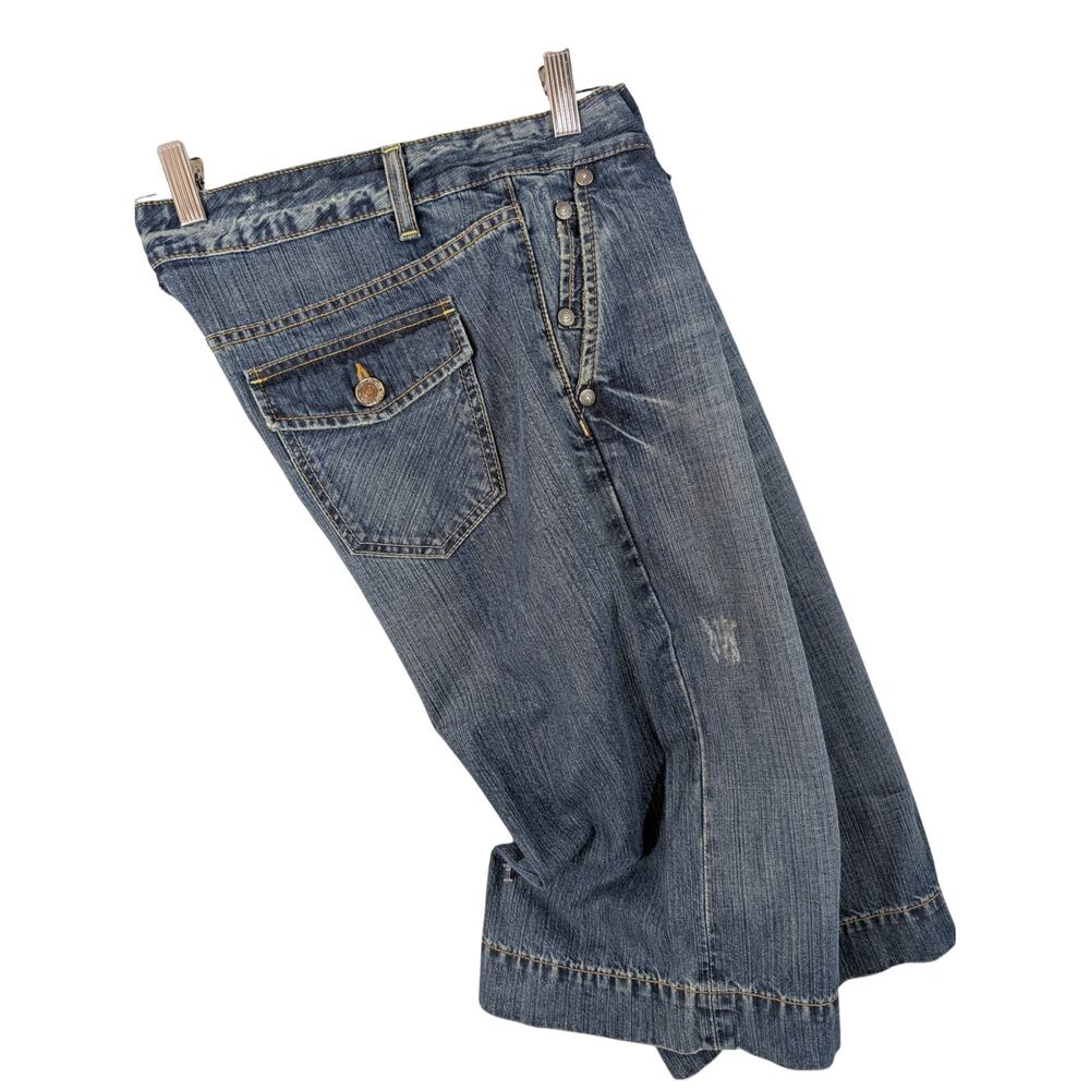 BANANA REPUBLIC! BLUE DENIM LONG LENGTH CLASSIC CLAM DIGGER JEAN SHORTS! SZ 10